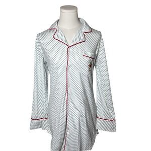 Christmas Grinch Polka Dot Pajama Top Red Piping Sweet Southern Smocks XS